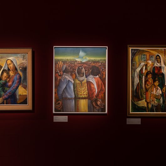 A selection of paintings depicting Palestinian women