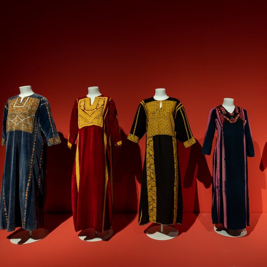 Five colourful Palestinian dresses