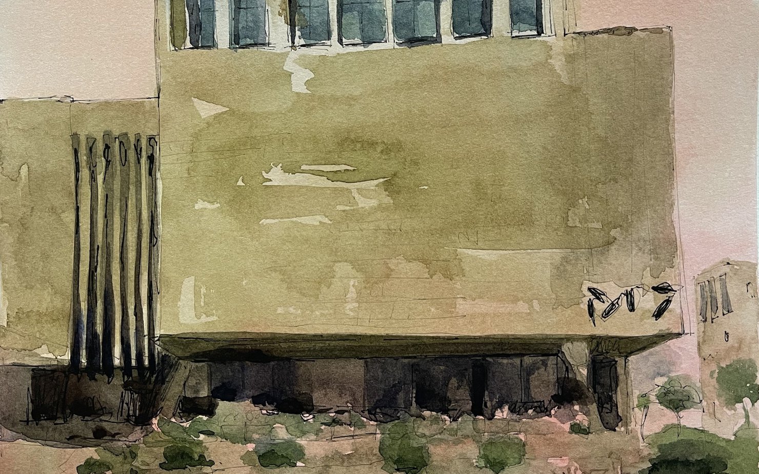 Watercolour painting of M7's exterior