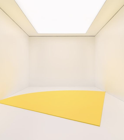 Yellow art installation in a room