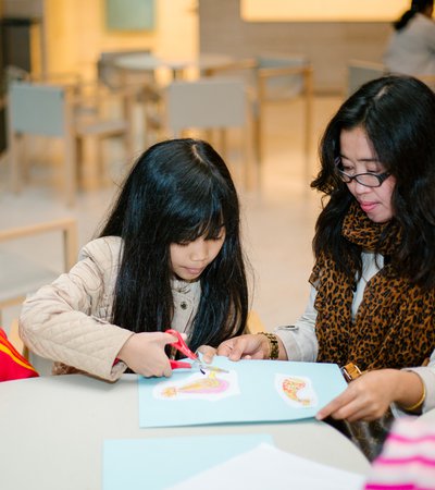 A photograph of children taking part in a Qatar Museums workshop