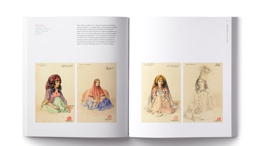 inner pages of the publication featuring text and images of Qajar women