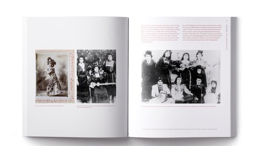 inner pages of the publication featuring text and images of Qajar women